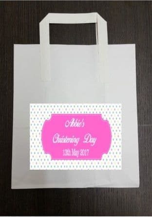 4 x Coloured Polka Dot Pink Design Party Bags with Personalised Sticker