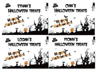 4 x Creepy Halloween Sticker with Name