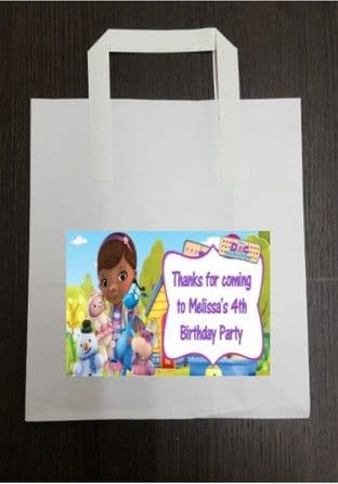 4 x Doc McStuffins Birthday Party Bags with Personalised Sticker