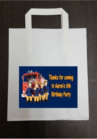 4 x Fireman Sam Birthday Party Bags with Personalised Sticker