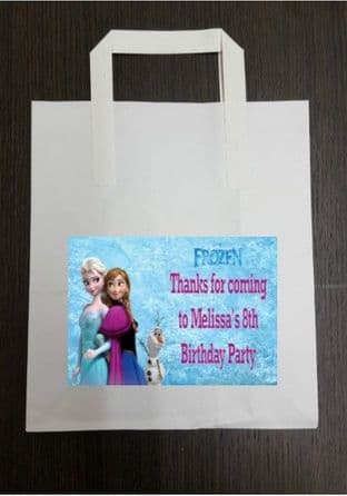 4 x Frozen Birthday Party Bags with Personalised Sticker