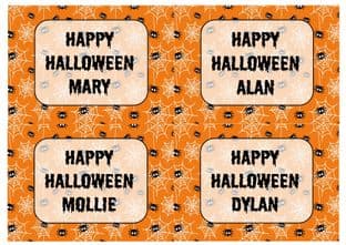 4 x Halloween Background Sticker with Name Design 1