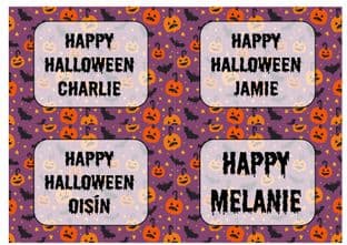 4 x Halloween Background Sticker with Name Design 2