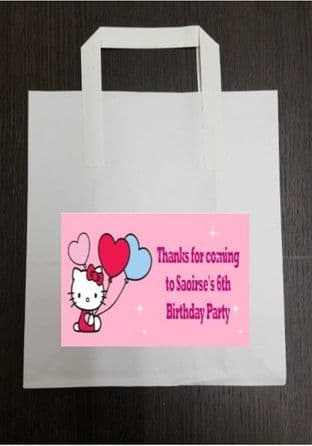 4 x Hello Kitty Birthday Party Bags with Personalised Sticker