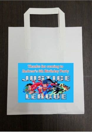 4 x Justice League Birthday Party Bags with Personalised Sticker