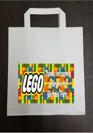 4 x Lego Birthday Party Bags with Personalised Sticker