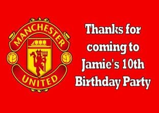 4 x Manchester Utd Birthday Party Bags with Personalised Sticker