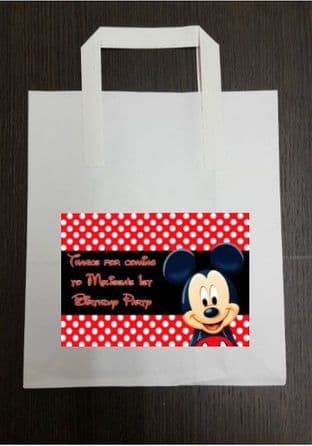 4 x Mickey Mouse Birthday Party Bags with Personalised Sticker