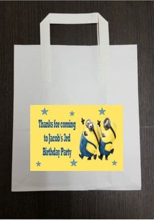 4 x Minions Birthday Party Bags with Personalised Sticker