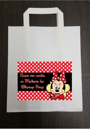 4 x Minnie Mouse Birthday Party Bags with Personalised Sticker