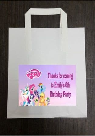 4 x My Little Pony Birthday Party Bags with Personalised Sticker