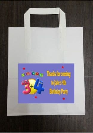 4 x Numberjacks Birthday Party Bags with Personalised Sticker