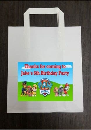 4 x Paw Patrol Birthday Party Bags with Personalised Sticker