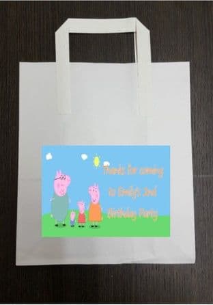 4 x Peppa Pig Birthday Party Bags with Personalised Sticker