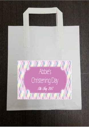 4 x Pink Diamond Design Party Bags with Personalised Sticker