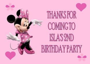 4 x PINK Minnie Mouse Birthday Party Bags with Personalised Sticker