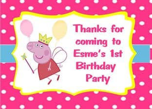 4 x Pink Peppa Pig Birthday Party Bags with Personalised Sticker
