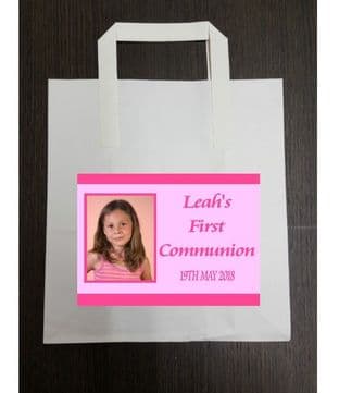 4 x Pink Photo Communion Party Bags with Personalised Sticker