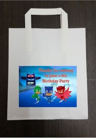 4 x PJ Masks Birthday Party Bags with Personalised Sticker