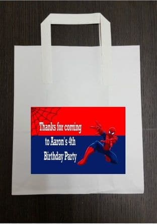 4 x Spider-man Birthday Party Bags with Personalised Sticker