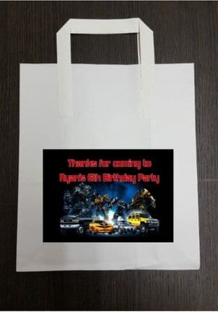 4 x Transformers Birthday Party Bags with Personalised Sticker