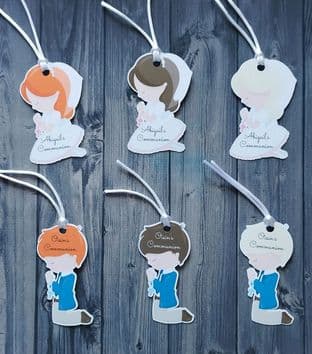 9 x Boy or Girl Shape Communion Tags