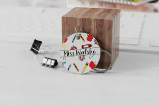 Apples & Paperclips Circle Keyring