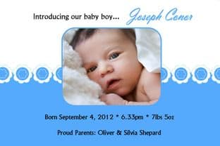 Birth Announcement / Thank You Card Boy Design 1