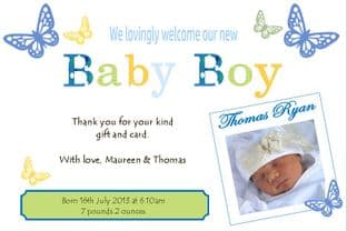 Birth Announcement / Thank You Card Boy Design 3