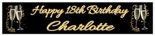 Black & Gold Champagne Glasses Banner