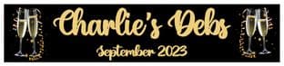 Black & Gold Champagne Glasses Debs Banner