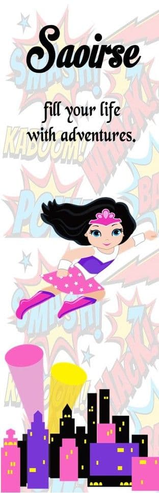 Black Hair Superhero Girl Bookmark