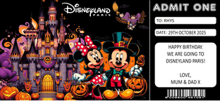 Black Halloween Themed Disneyland Paris Surprise Holiday Ticket