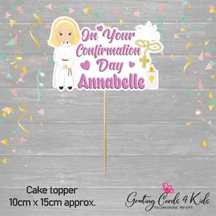 Blonde Hair Girl Robe Confirmation Cake Topper