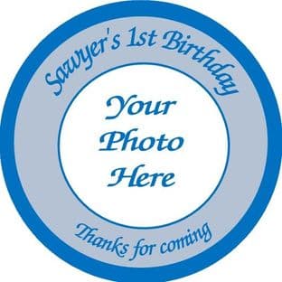 Blue Border Photo Birthday Stickers