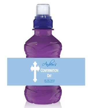 Blue Confirmation Bottle Wrapper Design 1