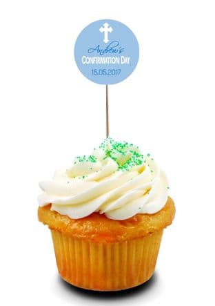 Blue Confirmation Cupcake Topper 1