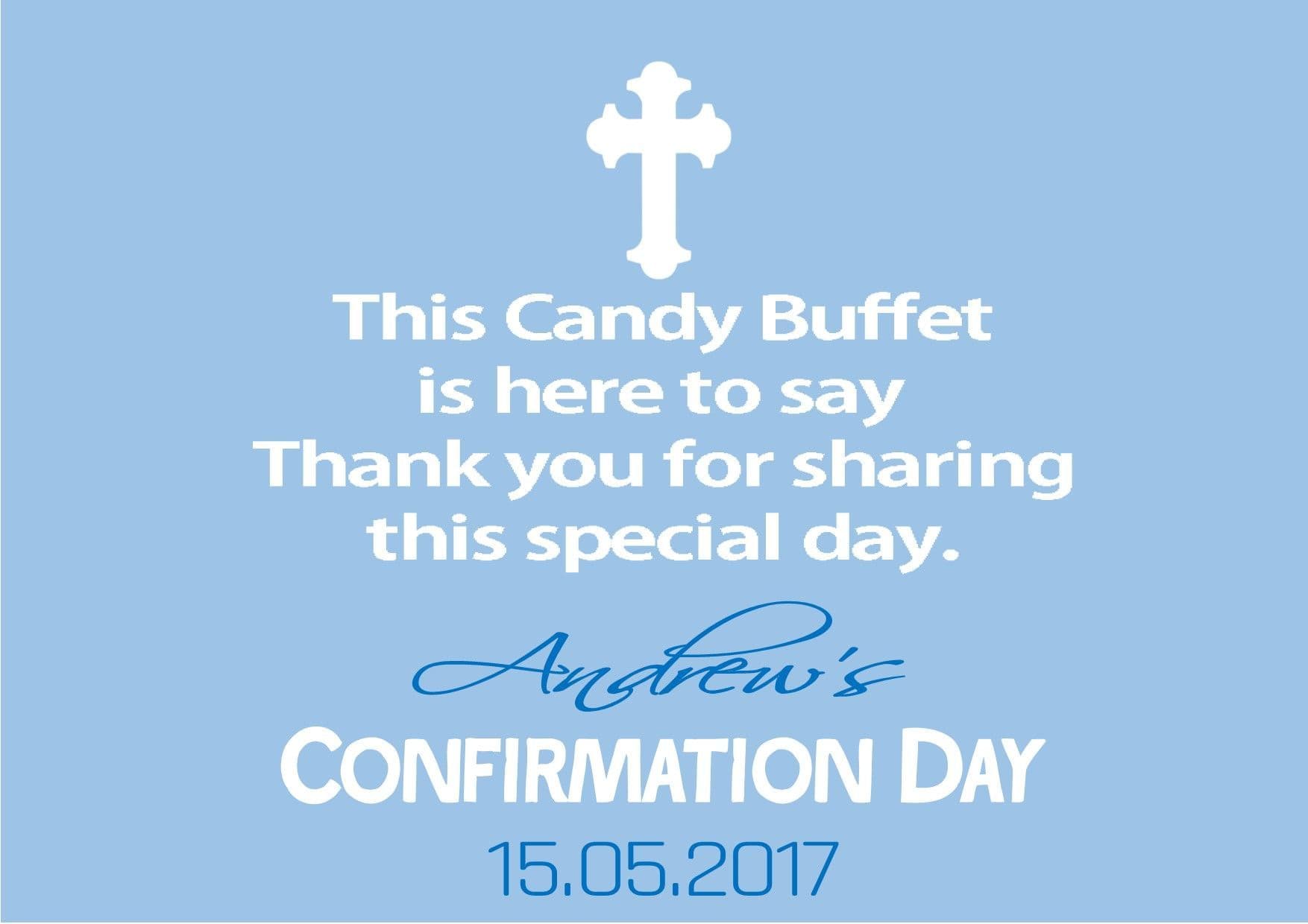 Blue Confirmation Table Sign Design 1