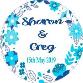 Blue Floral Circle Sticker