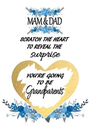 Blue flower Grandarents pregnancy reveal card Design 2