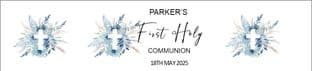 Blue Flowers & Cross Communion Bottle Label Wrapper