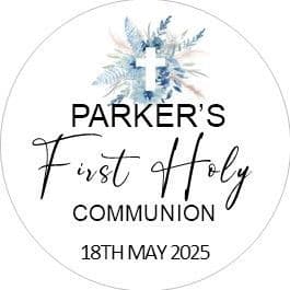 Blue Flowers & Cross Communion Sticker