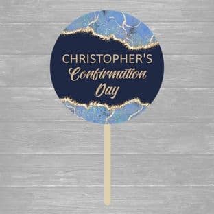 Blue & Gold Confirmation Cake Topper