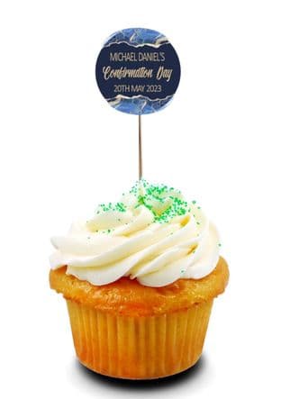 Blue & Gold Cupcake Topper