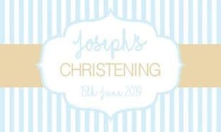 Blue & Gold Stripe Christening Chocolate Bar Wrapper