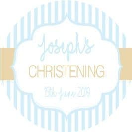 Blue & Gold Stripe Christening Sticker