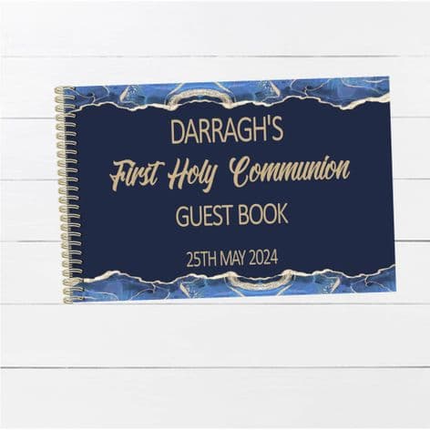 Blue & Gold Wire Bound Guest Book