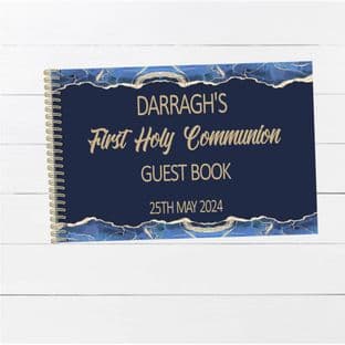 Blue & Gold Wire Bound Guest Book