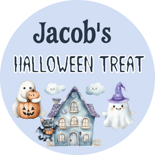 Blue Haunted House Halloween Sticker