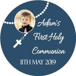 Blue Photo Rosary Beads Communion Sticker